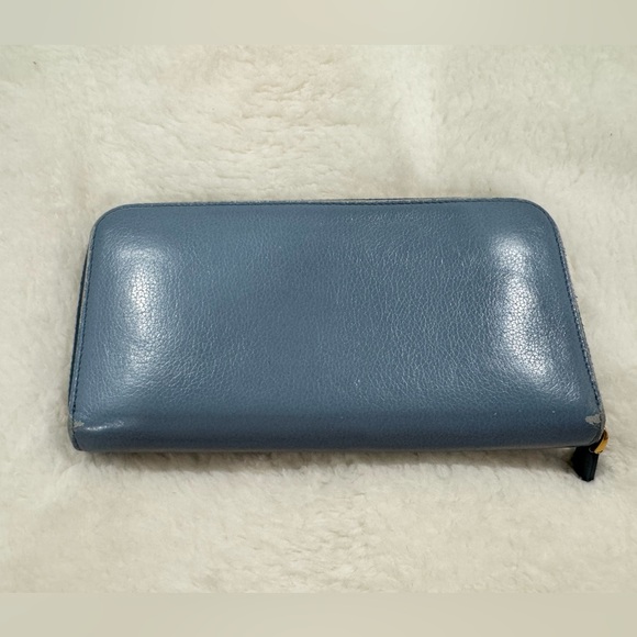 Light blue Prada long zippy wallet (soft leather) - Picture 3 of 9